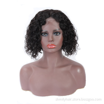 Short Human Hair Wigs Raw Human Hair Lace Front Wigs Pre Plucked Virgin Hair Unprocessed Cuticle Aligned Bulk Curly Frontal Wig